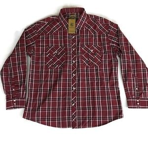 Men’s Western Cowboy Plaid Shirt Pearl Snap 2XL